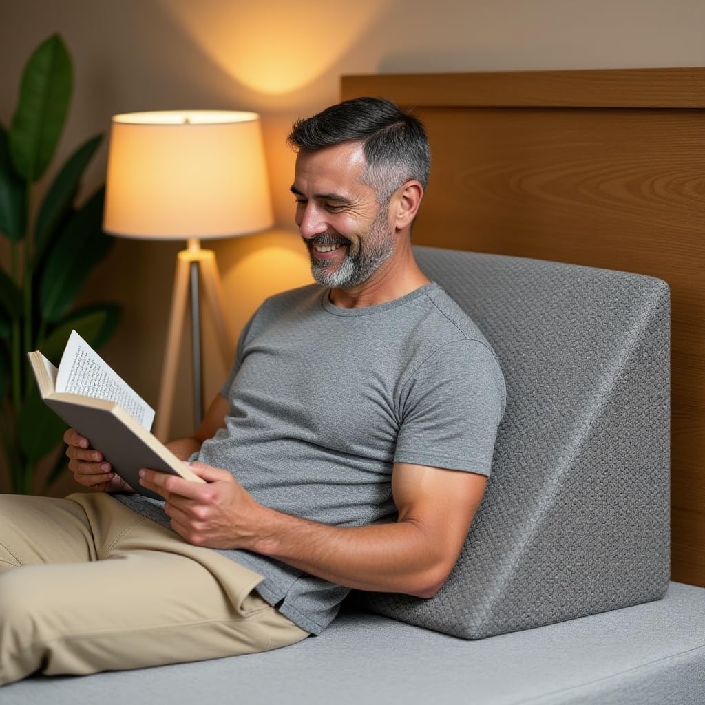 Wedge Cushion Dark Grey | Multipurpose Orthopedic Wedge Pillow Memory Foam for Back Support, Head Rest, Acid Reflux, Snoring, GERD, Leg Elevation, Pregnancy - Torque India